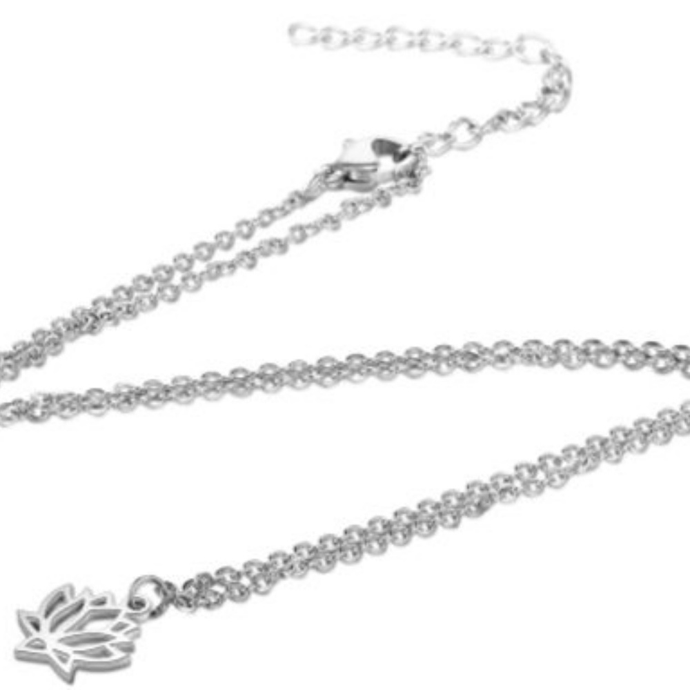 NEW Dainty Lotus Necklace Silver or Gold - Picture 3 of 5